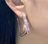 Trendy Layered Modern Gold Crystal Geometric Party Square Fashion Hoop Earrings