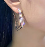 Trendy Layered Modern Gold Crystal Geometric Party Square Fashion Hoop Earrings