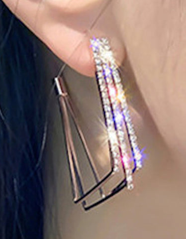 Trendy Layered Modern Gold Crystal Geometric Party Square Fashion Hoop Earrings