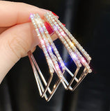 Trendy Layered Modern Gold Crystal Geometric Party Square Fashion Hoop Earrings