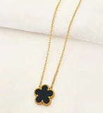 Lucky Four-Leaf Black Clover Pendant 3-Piece Necklace, Bracelet & Stud Earrings Set for Women