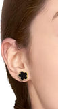Lucky Four-Leaf Black Clover Pendant 3-Piece Necklace, Bracelet & Stud Earrings Set for Women