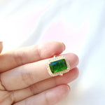 Cubic Zircon Emerald Green Stone Luxury Elegant Women Bridal Fashion Wedding Jewelry Set
