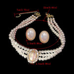 Elegant Women Large Simulated Pearl 3pc Necklace Earrings Luxury Fashion Jewelry Set