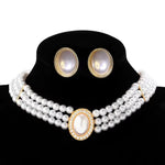 Elegant Women Large Simulated Pearl 3pc Necklace Earrings Luxury Fashion Jewelry Set