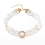 Elegant Women Large Simulated Pearl 3pc Necklace Earrings Luxury Fashion Jewelry Set