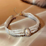 Elegant Women Large Simulated Pearl 3pc Necklace Earrings Luxury Fashion Jewelry Set
