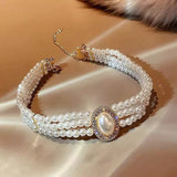 Elegant Women Large Simulated Pearl 3pc Necklace Earrings Luxury Fashion Jewelry Set