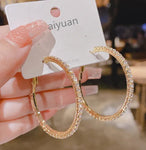 Women Fashion Jewelry Hoops Shiny Gold Crystal 4cm/1.57" Hoop Earrings Fashion Accessory