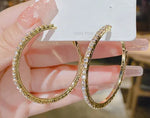 Women Fashion Jewelry Hoops Shiny Gold Crystal 4cm/1.57" Hoop Earrings Fashion Accessory