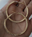 Women Fashion Jewelry Hoops Shiny Gold Crystal 4cm/1.57" Hoop Earrings Fashion Accessory