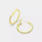 Women Fashion Jewelry Hoops Shiny Gold Crystal 4cm/1.57" Hoop Earrings Fashion Accessory