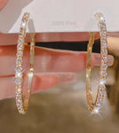 Women Fashion Jewelry Hoops Shiny Gold Crystal 4cm/1.57" Hoop Earrings Fashion Accessory