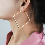 Golden Hiphop 5cm Big Square Hoop Earrings Geometric Rhombus Punk Fashion Jewelry Earrings