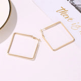 Golden Hiphop 5cm Big Square Hoop Earrings Geometric Rhombus Punk Fashion Jewelry Earrings