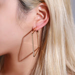 Golden Hiphop 5cm Big Square Hoop Earrings Geometric Rhombus Punk Fashion Jewelry Earrings