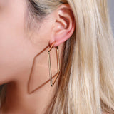 Golden Hiphop 5cm Big Square Hoop Earrings Geometric Rhombus Punk Fashion Jewelry Earrings