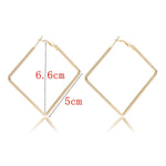 Golden Hiphop 5cm Big Square Hoop Earrings Geometric Rhombus Punk Fashion Jewelry Earrings