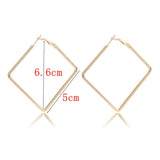 Golden Hiphop 5cm Big Square Hoop Earrings Geometric Rhombus Punk Fashion Jewelry Earrings