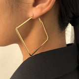 Golden Hiphop 5cm Big Square Hoop Earrings Geometric Rhombus Punk Fashion Jewelry Earrings