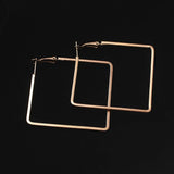 Golden Hiphop 5cm Big Square Hoop Earrings Geometric Rhombus Punk Fashion Jewelry Earrings