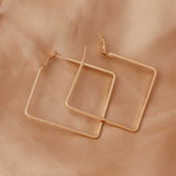 Golden Hiphop 5cm Big Square Hoop Earrings Geometric Rhombus Punk Fashion Jewelry Earrings