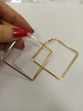 Golden Hiphop 5cm Big Square Hoop Earrings Geometric Rhombus Punk Fashion Jewelry Earrings
