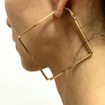 Golden Hiphop 5cm Big Square Hoop Earrings Geometric Rhombus Punk Fashion Jewelry Earrings