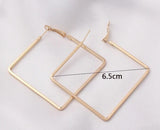 Golden Hiphop 5cm Big Square Hoop Earrings Geometric Rhombus Punk Fashion Jewelry Earrings
