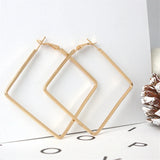 Golden Hiphop 5cm Big Square Hoop Earrings Geometric Rhombus Punk Fashion Jewelry Earrings