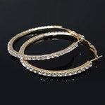 Women Fashion Jewelry Hoops Shiny Gold Crystal 4cm/1.57" Hoop Earrings Fashion Accessory