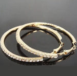 Women Fashion Jewelry Hoops Shiny Gold Crystal 4cm/1.57" Hoop Earrings Fashion Accessory