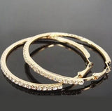 5 cm Round Stainless Steel Shiny Golden Crystal Large Circle Women Hoop Earrings