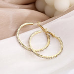 Women Fashion Jewelry Hoops Shiny Gold Crystal 4cm/1.57" Hoop Earrings Fashion Accessory