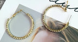 Women Fashion Jewelry Hoops Shiny Gold Crystal 4cm/1.57" Hoop Earrings Fashion Accessory
