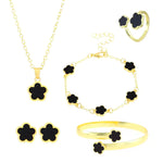Elegant Lucky Black Clover 5-Piece Fashion Jewelry Set Women Fashion Accessory