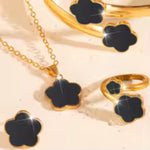 Elegant Lucky Black Clover 5-Piece Fashion Jewelry Set Women Fashion Accessory