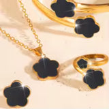 Elegant Lucky Black Clover 5-Piece Fashion Jewelry Set Women Fashion Accessory