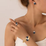 Elegant Lucky Black Clover 5-Piece Fashion Jewelry Set Women Fashion Accessory