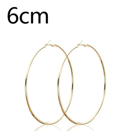 60 mm Large Gold Plated Stainless Steel Basketball Wives Women Fashion Jewelry Hoop Earrings