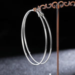 7cm Classic Stainless Steel Thin Shiny Silver Color Hoops Women High Fashion Earrings