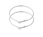 7cm Classic Stainless Steel Thin Shiny Silver Color Hoops Women High Fashion Earrings