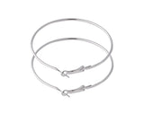 7cm Classic Stainless Steel Thin Shiny Silver Color Hoops Women High Fashion Earrings