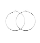 7cm Classic Stainless Steel Thin Shiny Silver Color Hoops Women High Fashion Earrings