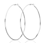 7cm Classic Stainless Steel Thin Shiny Silver Color Hoops Women High Fashion Earrings