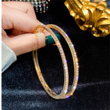 5 cm Round Stainless Steel Shiny Golden Crystal Large Circle Women Hoop Earrings