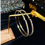 5 cm Round Stainless Steel Shiny Golden Crystal Large Circle Women Hoop Earrings