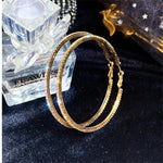 7cm Big Round Golden Crystal Stainless Steel Women Fashion Jewelry Hoop Earrings