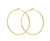 High Quality Fashion 7cm/2.75" Big Gold Color Thin Hoops Stainless Steel Women Earrings
