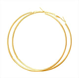 High Quality Fashion 7cm/2.75" Big Gold Color Thin Hoops Stainless Steel Women Earrings